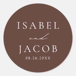 Pegatina Redonda SYDNEY Espresso Favores de la boda marrón