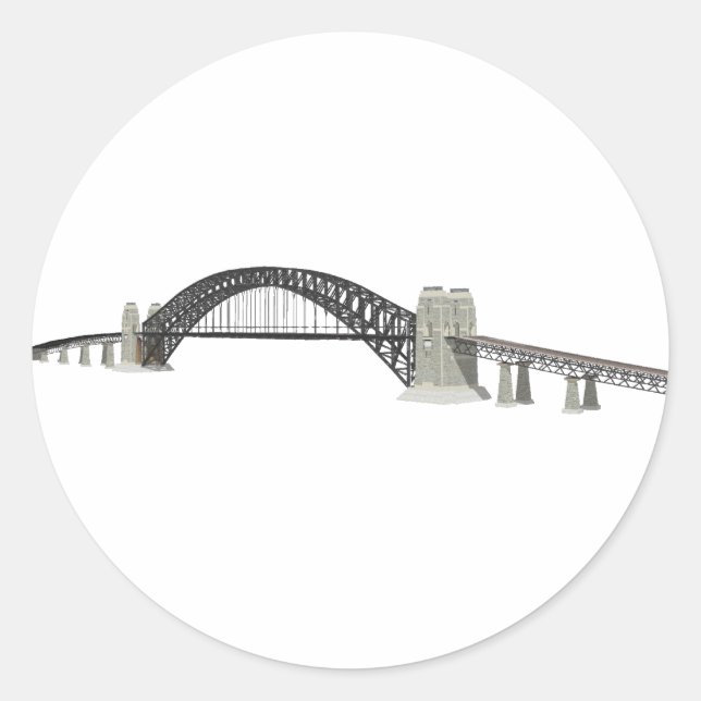 Pegatina Redonda Sydney Harbour Bridge: Modelo 3D: (Anverso)