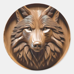Pegatina Redonda Sylvan Sentinel: La Impresión Majestuosa del Lobo