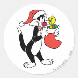 Pegatina Redonda SYLVESTER™ Cat con suspensión