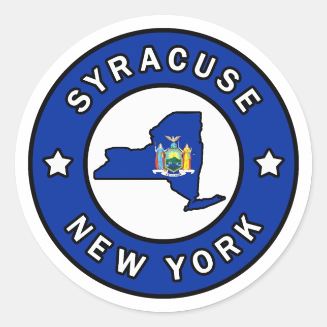 Pegatina Redonda Syracuse New York (Anverso)