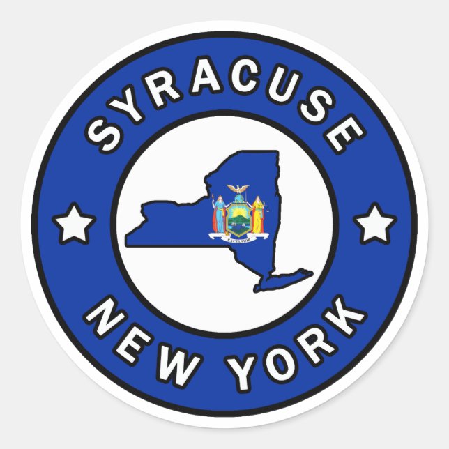 Pegatina Redonda Syracuse New York (Anverso)