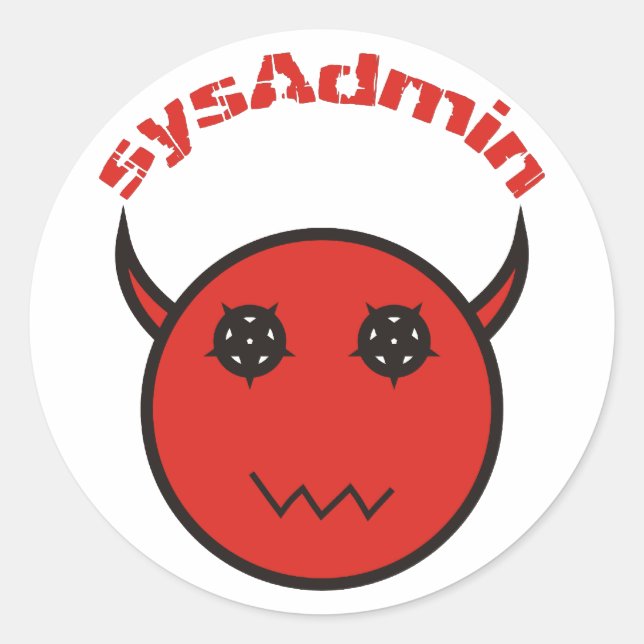 Pegatina Redonda sysAdmin Systemadministrator system administrator (Anverso)