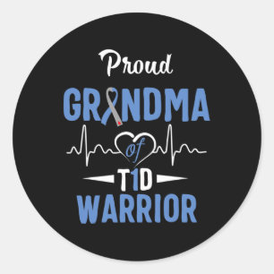 Pegatina Redonda T1D Abuela Orgullosa Diabetes Conciencia Tipo 1 In