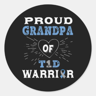 Pegatina Redonda T1d Abuelo Orgulloso Diabetes Conciencia Tipo 1 In