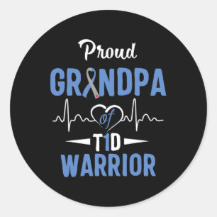Pegatina Redonda T1d Abuelo Orgulloso Diabetes Conciencia Tipo 1 In