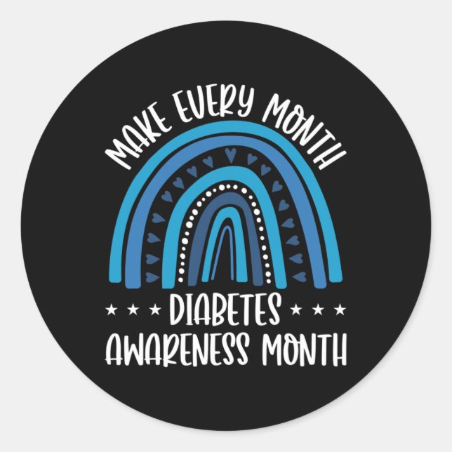 Pegatina Redonda T1D Apoyo a la diabetes todos los meses (Anverso)