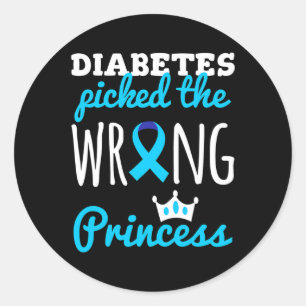 Pegatina Redonda T1d Conciencia Princesa Chicas Diabetes Awa