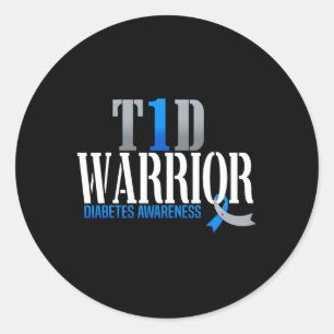 Pegatina Redonda T1d Guerrero Diabetes Conciencia Tipo 1 Guerra Dia