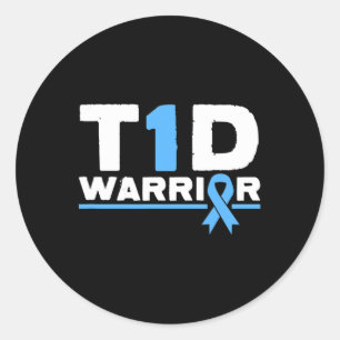 Pegatina Redonda T1d Guerrero Tipo 1 Conciencia sobre la diabetes B