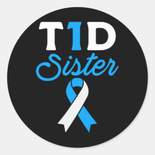 Pegatina Redonda T1d Hermana Diabética Tipo 1 Ayuda para la toma de