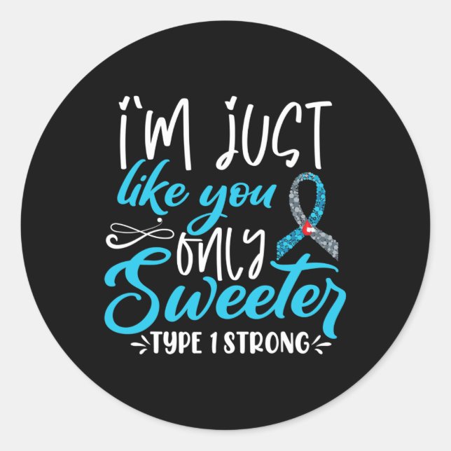 Pegatina Redonda T1d Kids Diabetes Awareness  (Anverso)