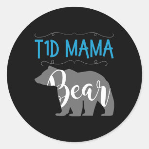 Pegatina Redonda T1d Mama Bear Tipo1 Diabetes T1 Conciencia de las 