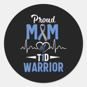 Pegatina Redonda T1d Orgullosa Mamá Diabetes Conciencia Tipo 1 Insu