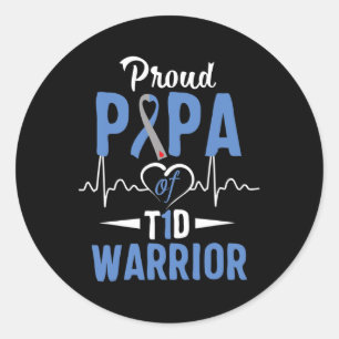 Pegatina Redonda T1d Orgulloso Papa Diabetes Conciencia Tipo 1 Insu