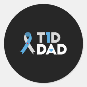 Pegatina Redonda T1d Papá Diabetes Conciencia Tipo 1 Insulina Padre
