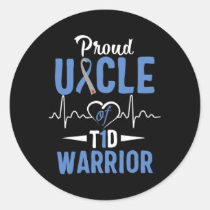 Pegatina Redonda T1d Tío Orgulloso Diabetes Conciencia Tipo 1 Insul