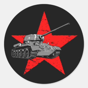 Pegatina Redonda T-34-85 Tanque medio soviético