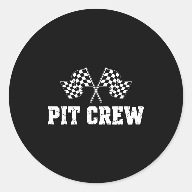 Pegatina Redonda T Crew Race Car Birthday Party Family Matching Car (Anverso)