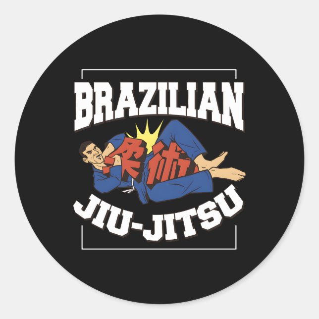 Pegatina Redonda T dice Jiu-Jitsu brasileño (Anverso)
