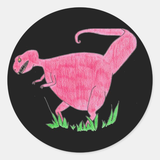 Pegatina Redonda T Rex (Anverso)