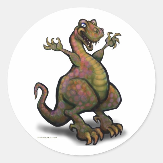 Pegatina Redonda T-Rex (Anverso)