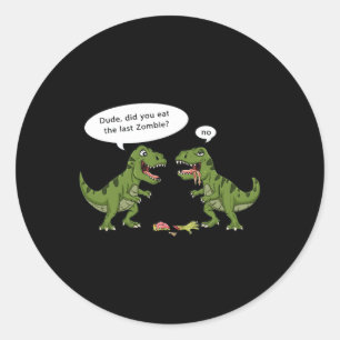Pegatina Redonda T Rex come a Zombie Halloween Chicas niños diverti