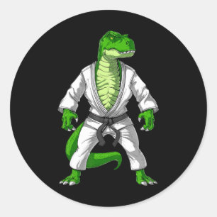 Pegatina Redonda T-rex Dinosaur Jiu-jitsu Judo Karate Taekwondo Mar