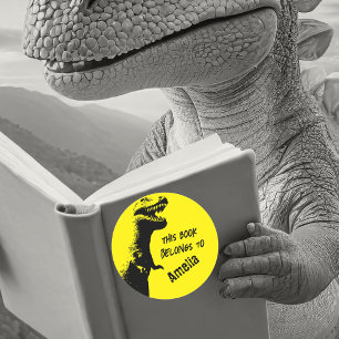Pegatina Redonda T-Rex Este libro pertenece a