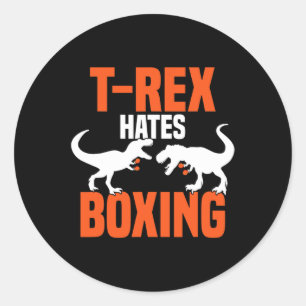 Pegatina Redonda T-rex Odia Boxeo - Boxeo Sparring Kick Boxeo D