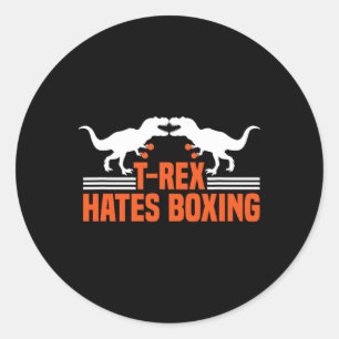 Pegatina Redonda T-rex Odia el Boxeo - Boxeo Sparring Kick Boxing D