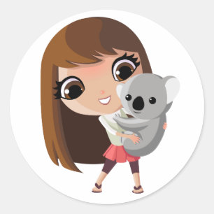 Pegatina Redonda Taara y pudín la koala