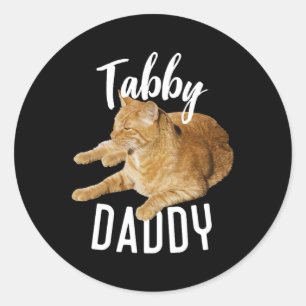 Pegatina Redonda Tabby Daddy Organe Cat Lovers