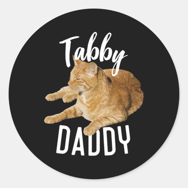 Pegatina Redonda Tabby Daddy Organe Cat Lovers (Anverso)
