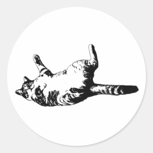 Pegatina Redonda Tabby de línea aguda