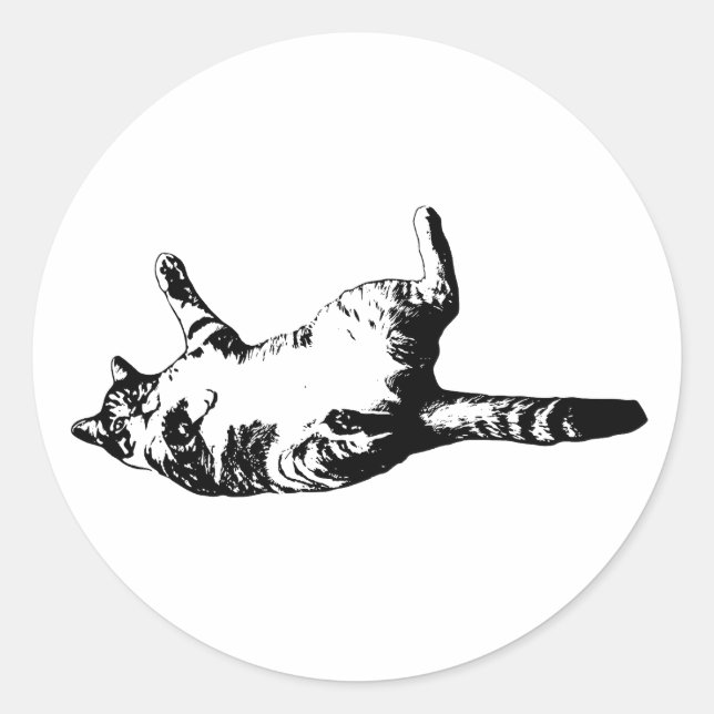 Pegatina Redonda Tabby de línea aguda (Anverso)