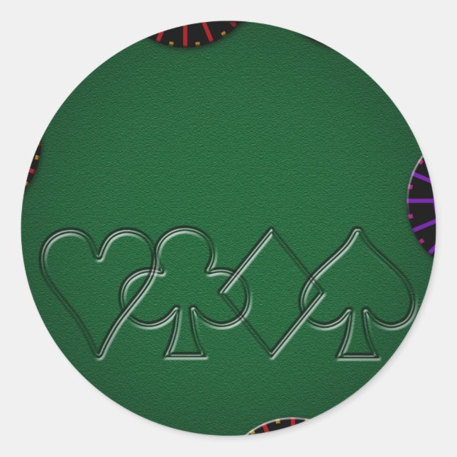 Pegatina Redonda Tabla de póquer superior (Anverso)