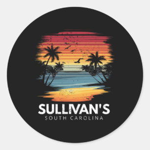Pegatina Redonda Tabla de surf de Sullivan's South Carolina Surfing
