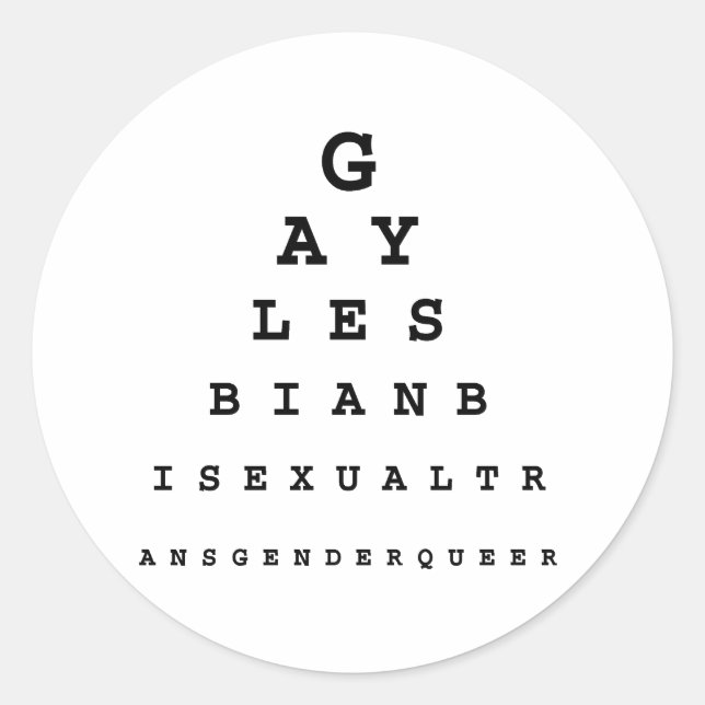 Pegatina Redonda Tabla de visión gay (Anverso)