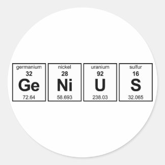 Pegatina Redonda Tabla periódica de GeNiUS
