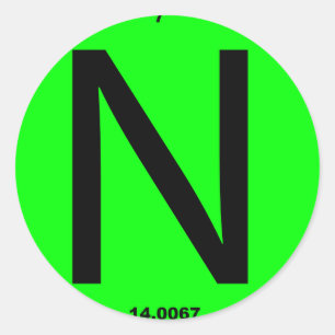 Pegatina Redonda Tabla periódica de la letra N