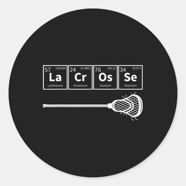 Pegatina Redonda Tabla Periódica De Los Elementos Lacrosse Deportes (Anverso)