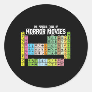 Pegatina Redonda Tabla Periódica De Películas De Horror Ciencia Quí