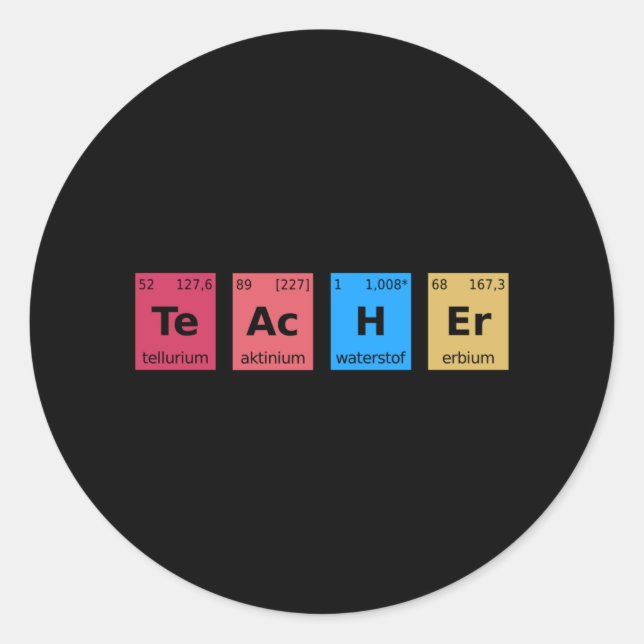 Pegatina Redonda Tabla periódica docente (Anverso)