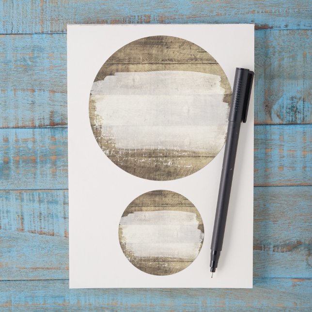 Pegatina Redonda Tablas de madera rústica pintadas con estilo desga (Subido por el creador)