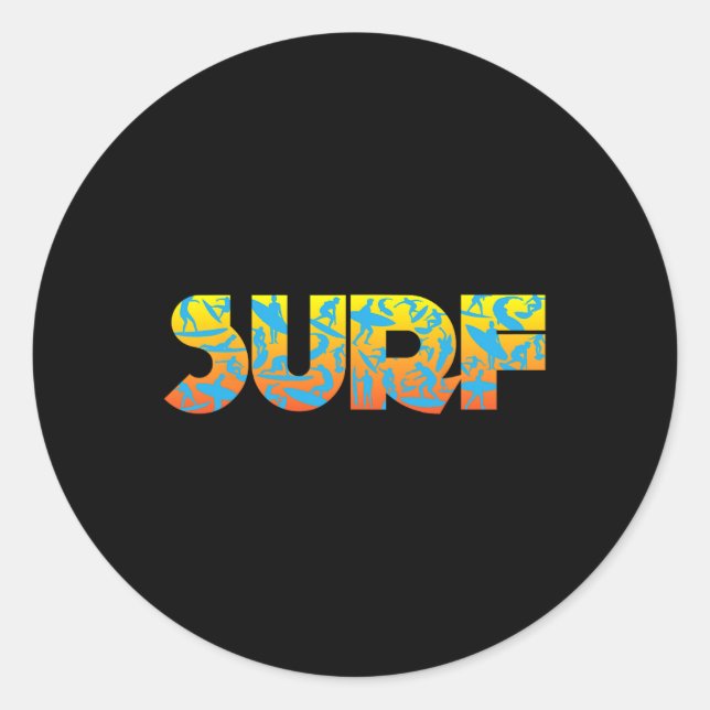 Pegatina Redonda Tablas de surf de surf (Anverso)