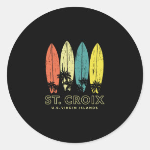 Pegatina Redonda Tablas de surf retro de St Croix vintage para niño