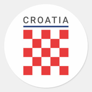 Pegatina Redonda Tablero de ajedrez de Croacia