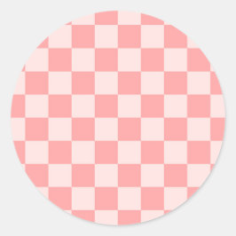 Pegatina Redonda Tablero de cheques rosa