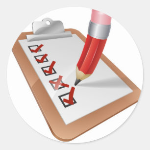 Pegatina Redonda Tablero de la encuesta sobre el dibujo animado con